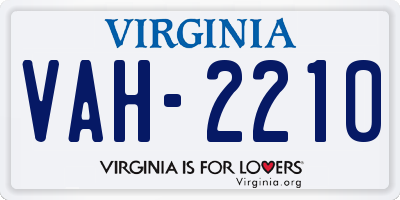 VA license plate VAH2210