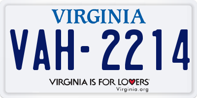 VA license plate VAH2214