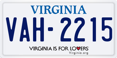 VA license plate VAH2215