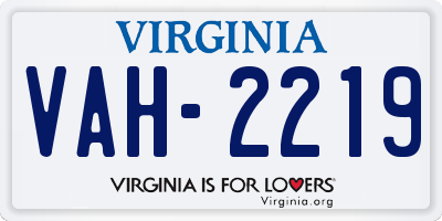 VA license plate VAH2219