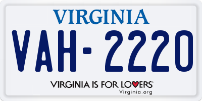 VA license plate VAH2220