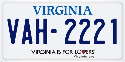 VA license plate VAH2221
