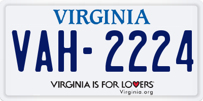 VA license plate VAH2224