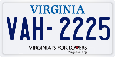 VA license plate VAH2225