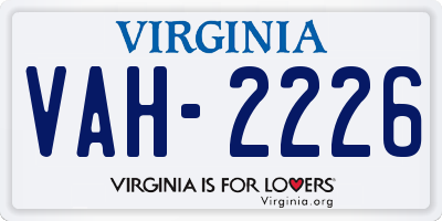 VA license plate VAH2226