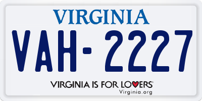 VA license plate VAH2227
