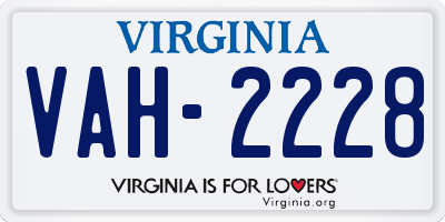 VA license plate VAH2228