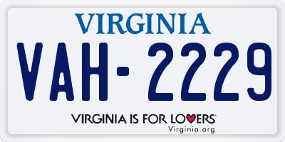 VA license plate VAH2229