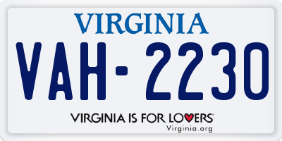 VA license plate VAH2230