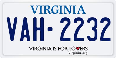VA license plate VAH2232