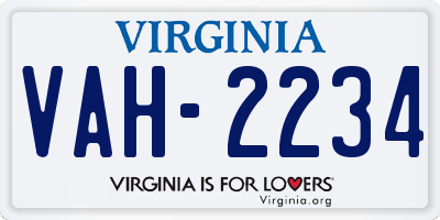 VA license plate VAH2234