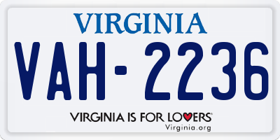 VA license plate VAH2236