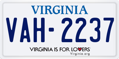 VA license plate VAH2237