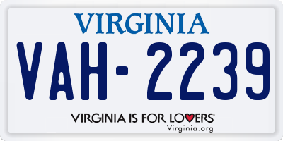 VA license plate VAH2239