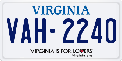 VA license plate VAH2240