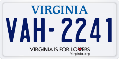 VA license plate VAH2241