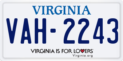VA license plate VAH2243