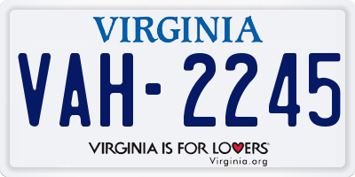VA license plate VAH2245