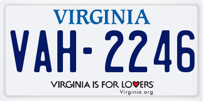VA license plate VAH2246