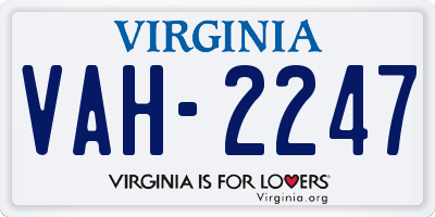 VA license plate VAH2247