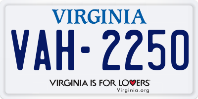 VA license plate VAH2250