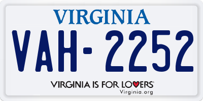 VA license plate VAH2252