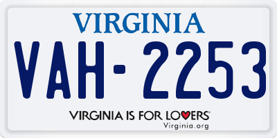 VA license plate VAH2253