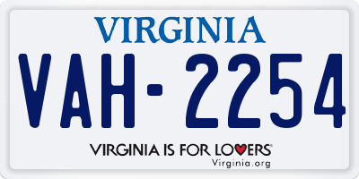 VA license plate VAH2254