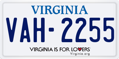 VA license plate VAH2255