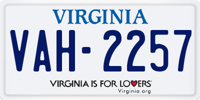 VA license plate VAH2257