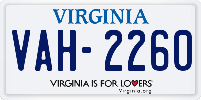 VA license plate VAH2260