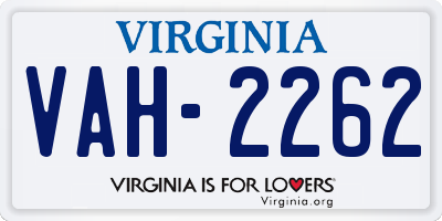 VA license plate VAH2262