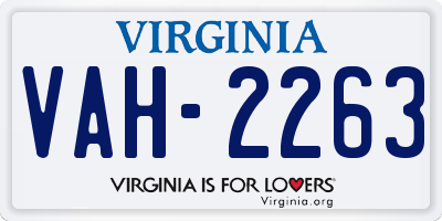 VA license plate VAH2263