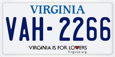 VA license plate VAH2266