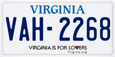 VA license plate VAH2268