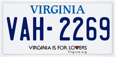 VA license plate VAH2269