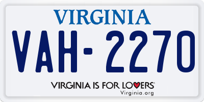 VA license plate VAH2270