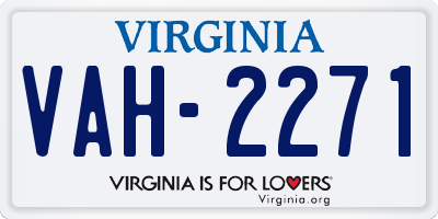 VA license plate VAH2271