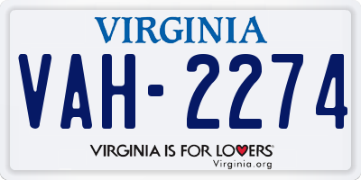 VA license plate VAH2274