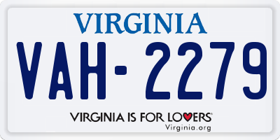 VA license plate VAH2279
