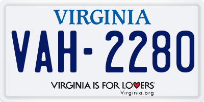VA license plate VAH2280