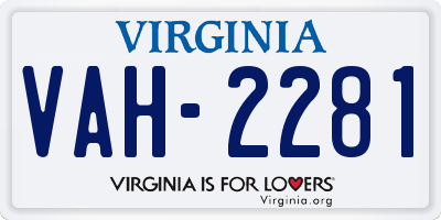 VA license plate VAH2281