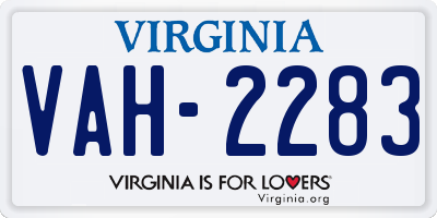 VA license plate VAH2283