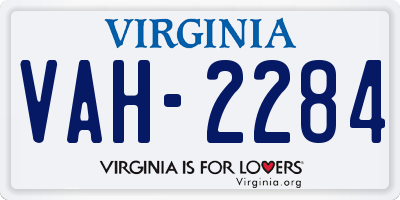 VA license plate VAH2284