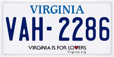 VA license plate VAH2286