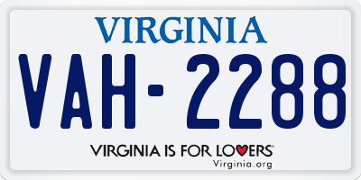 VA license plate VAH2288