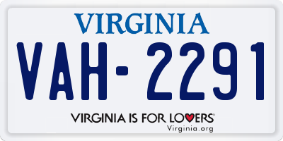 VA license plate VAH2291