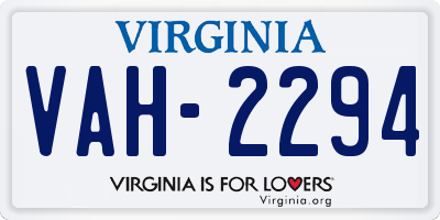 VA license plate VAH2294
