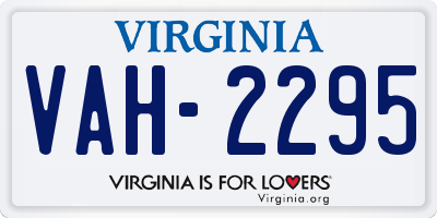 VA license plate VAH2295
