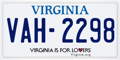 VA license plate VAH2298